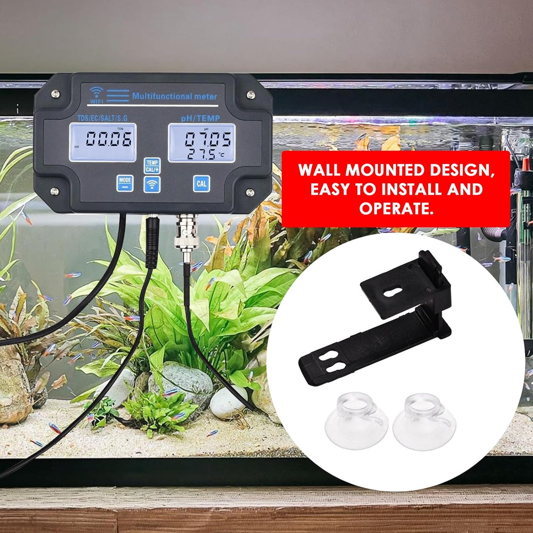 DANOPLUS Smart Water Quality Tester, 24 Stunden drahtlose App-Überwachung von pH EC TDS Salzgehalt S