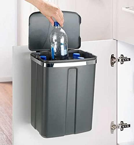 WENKO Tür-Abfalleimer, kompakter Mülleimer mit Deckel zum Einhängen an Küchenschrank oder -Schublade