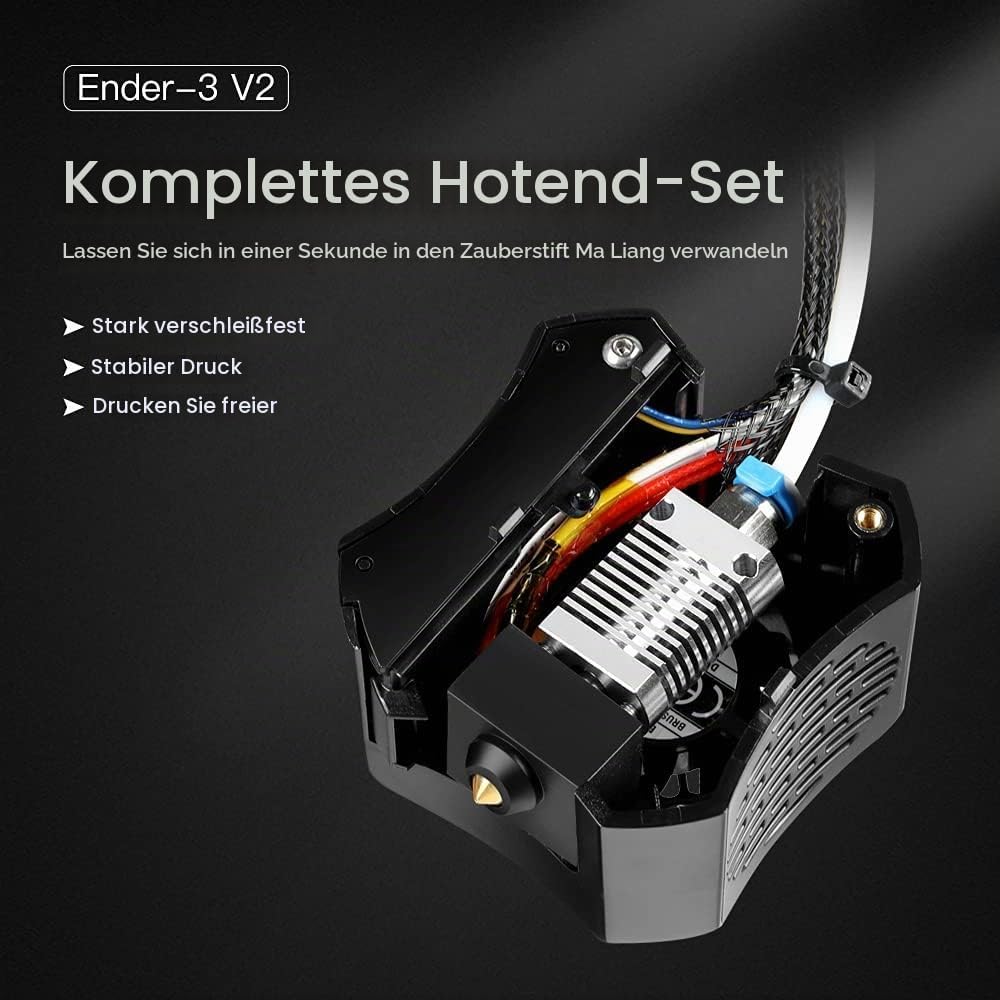 Creality Ender 3 V2 Full Hotend Kit 3D Drucker Zubehör, Zusammengebautes Düsen Kit mit Dual Lüftern