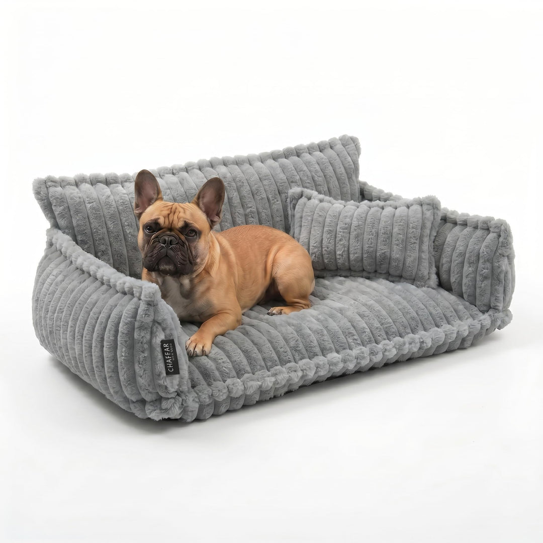 Hundesofa Chaffar Hundebett | Orthopädische Matratze | Moderner Stil | Cord-Design Grössen (Lichtgra