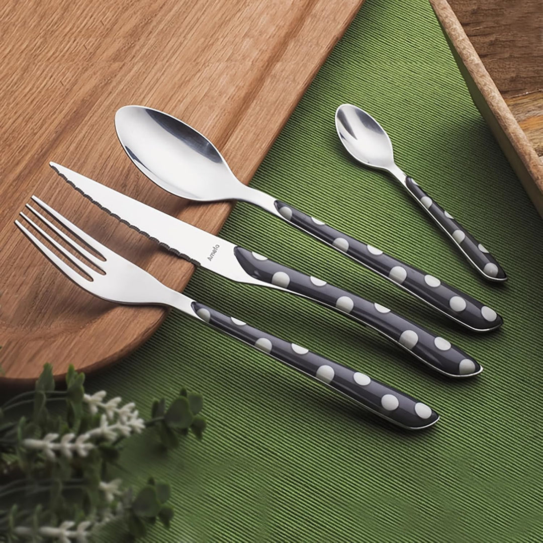 Amefa 2234AAMBA1B60 ECLAT Besteckset, gepunktet, 16-teilig, ABS Edelstahl, rostfrei, violine, Ménagè