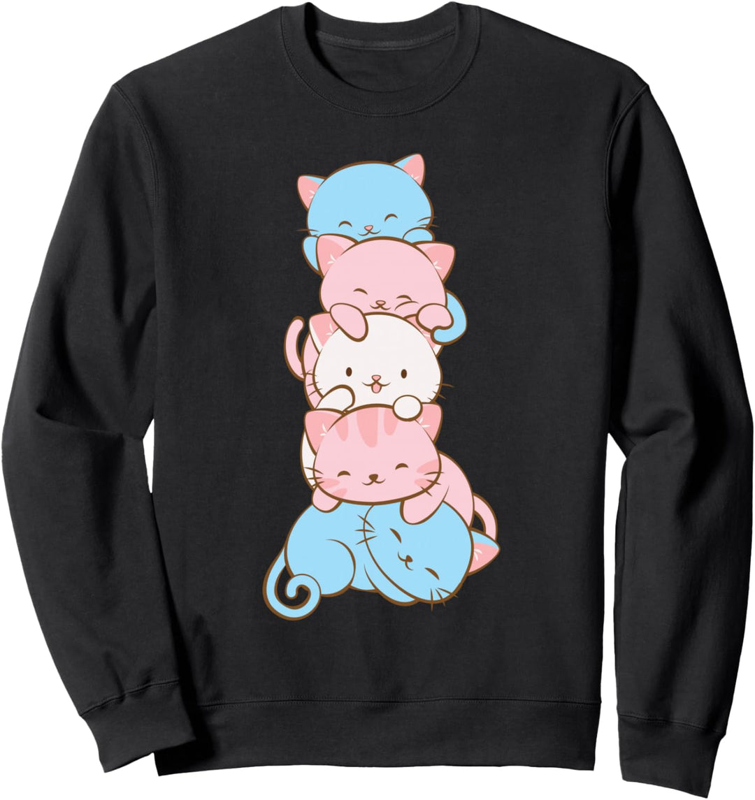 Trans Stolz Flagge Kawaii Katze Niedlich Transgender Sweatshirt