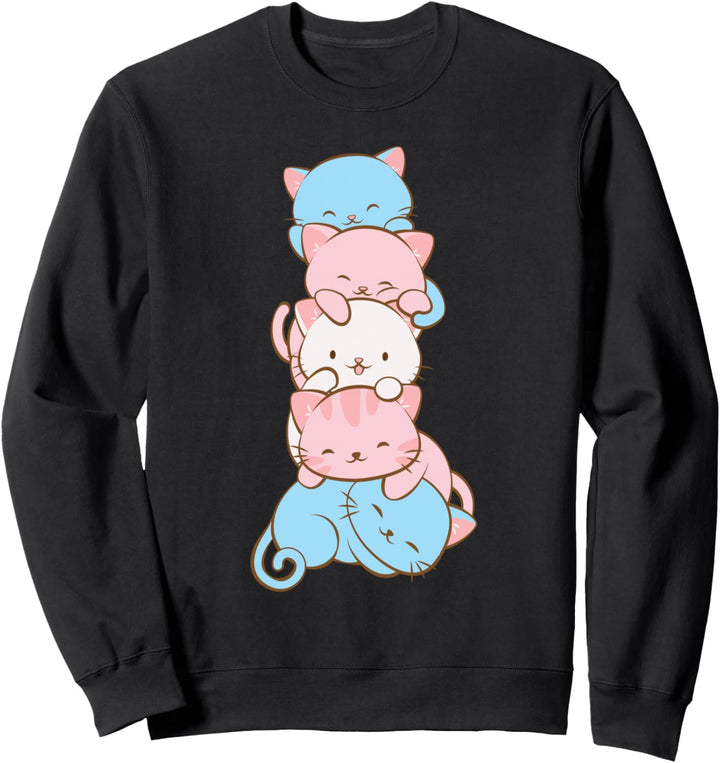 Trans Stolz Flagge Kawaii Katze Niedlich Transgender Sweatshirt