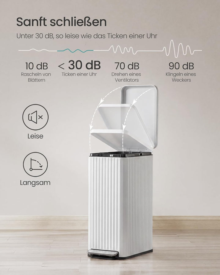 SONGMICS Mülleimer Küche, 50 L Abfalleimer mit Pedal, Tretmülleimer mit Deckel, Softclose, herausneh