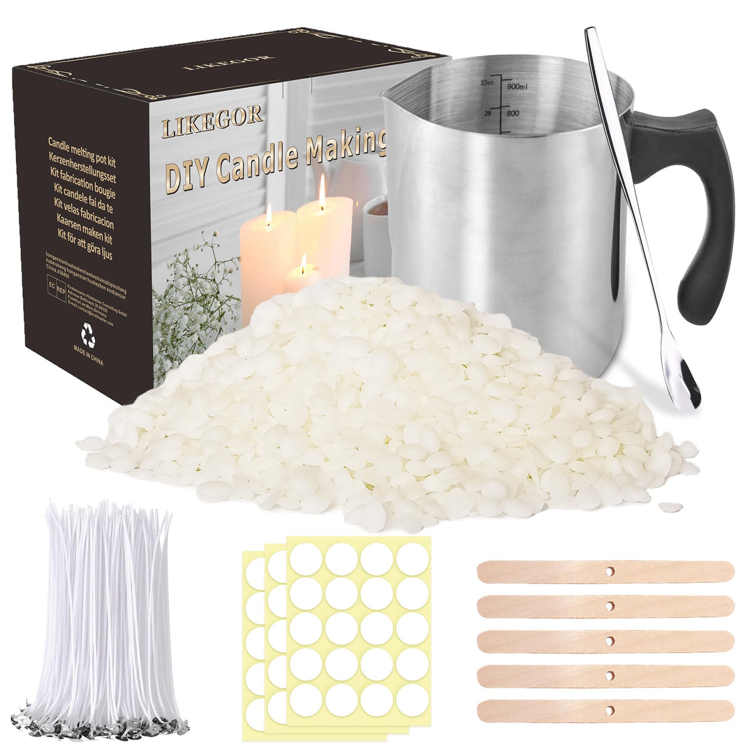 Aslanka Kerzenherstellung Set bestehend aus 900ml Kerzenherstellung Ausgiesser, 1kg natürliches Soja