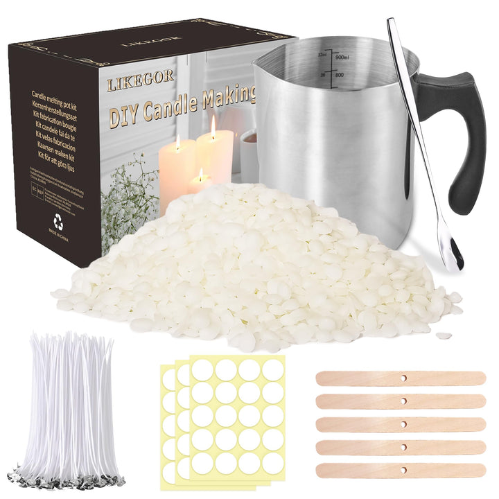 Aslanka Kerzenherstellung Set bestehend aus 900ml Kerzenherstellung Ausgiesser, 1kg natürliches Soja