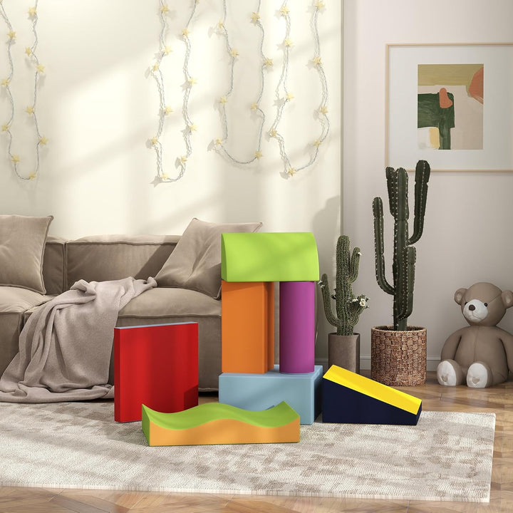 HOMCOM 7 TLG. Schaumstoff Bausteine Kinder Softbausteine Toben & Klettern Bauklötze Weiche Riesenbau