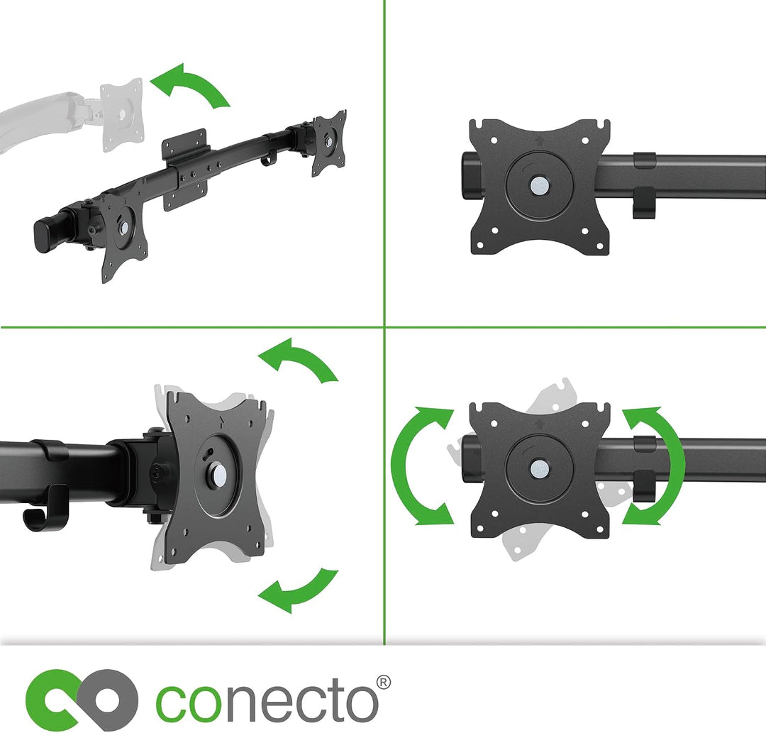conecto Monitorhalterung Dual Adapter Halterung VESA 75 100 Halterung | Neig-, schwenk- und drehbare