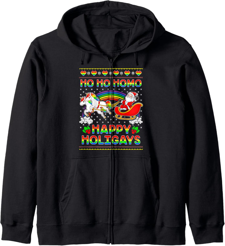 Gay Pride Santa Ho Ho Homo Happy Holigays Ugly Christmas Kapuzenjacke