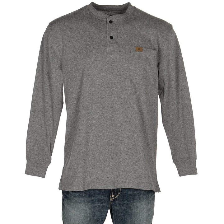 Wrangler Henley-Shirt für Herren, langärmelig L Dunkles Grau, L Dunkles Grau