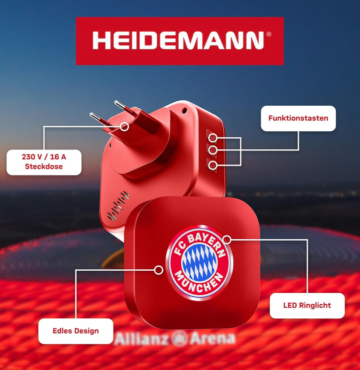 Heidemann Funkgong-Set FC Bayern München, Stern des Südens, FCB, bis 89 dB, wetterfest, inkl. Batter