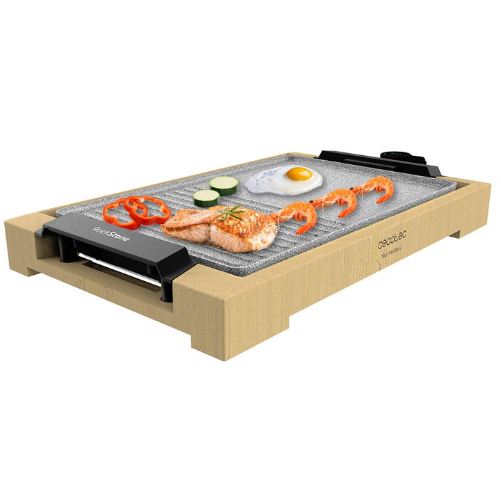 Cecotec Elektrogrill Tasty&amp;Grill 2000 Bamboo MixStone. 2000 W, Bambusstruktur, Einstellbarer Thermos
