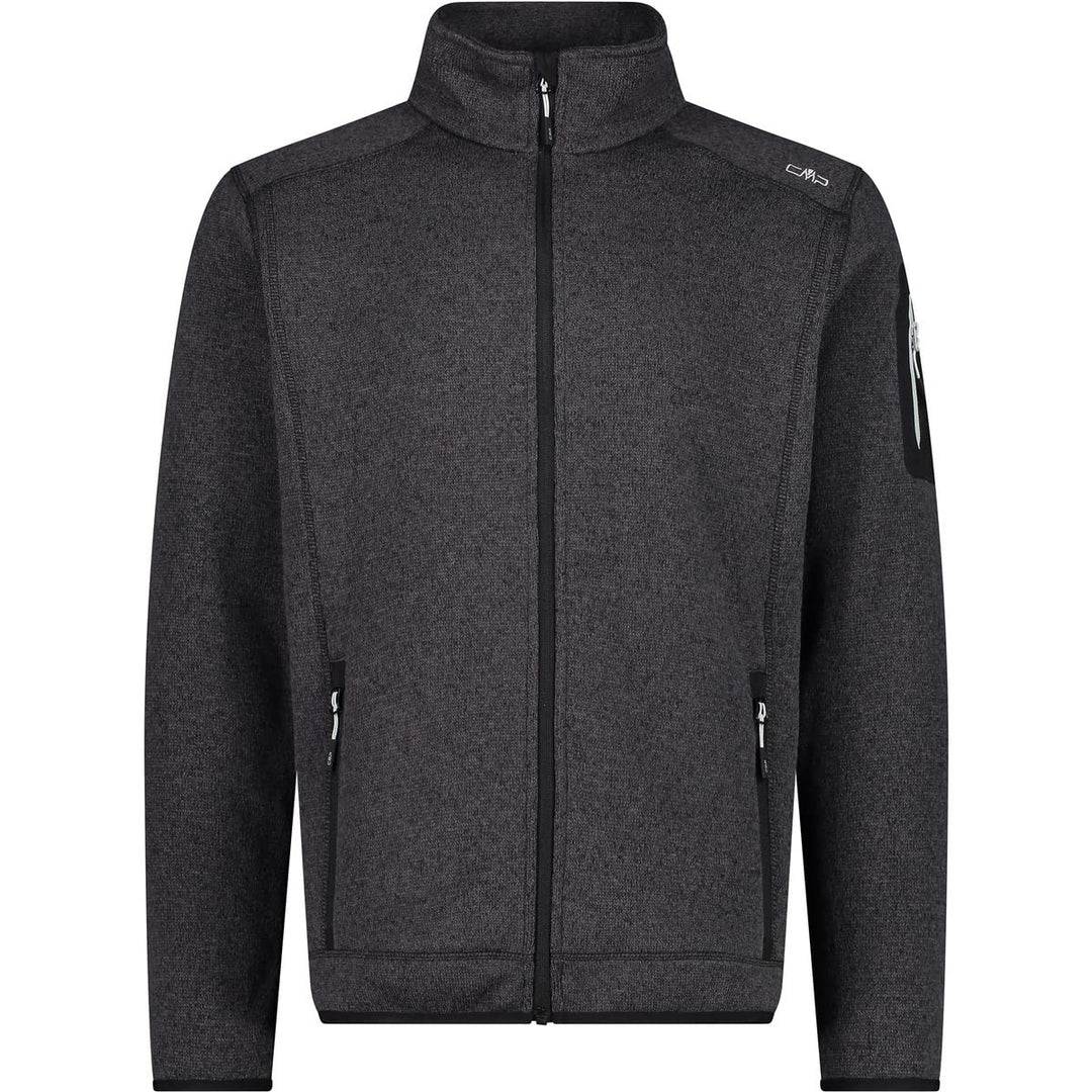 CMP Herren Knit tech mélange Fleece Jacket Fleecejacke 46 Schwarzer Gletscher, 46 Schwarzer Gletsche