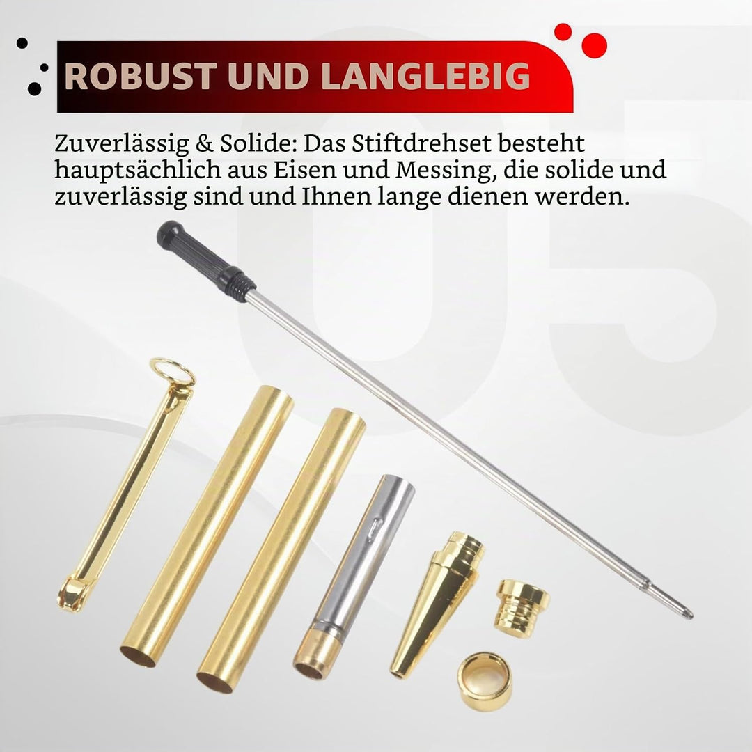 10 Set Stift-Set zum Drechseln, 7 mm Slimline-Stift-Drehset mit Nachfüll-Drehbank-Zubehör, Holzgefer