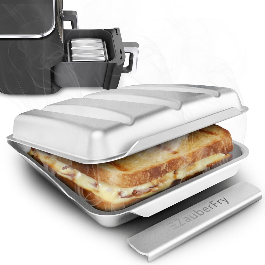 ZauberFry Sandwichmaker Form für Airfryer – Edelstahl Panini Toaster | Kompatibel mit Tefal, Ninja,