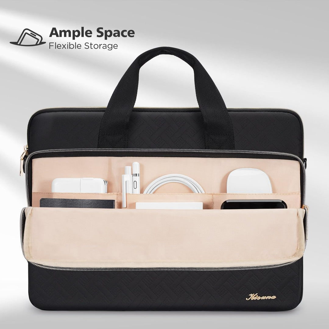kizuna Laptoptasche 13 bis 17 Zoll, wasserdicht, Handtasche 17 Inch Schwarzer Schultergurt, 17 Inch
