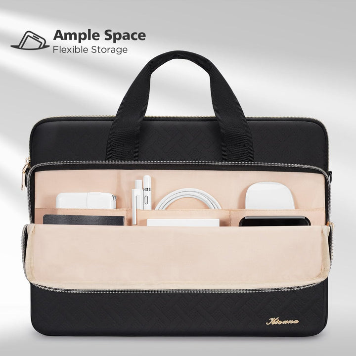 kizuna Laptoptasche 13 bis 17 Zoll, wasserdicht, Handtasche 17 Inch Schwarzer Schultergurt, 17 Inch