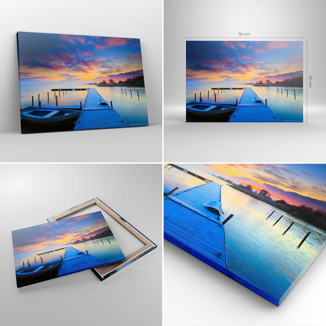 Bilder auf Leinwand Niederlande Natur Meer Sonnenuntergang Leinwandbild 70x50cm Wandbilder Dekoratio