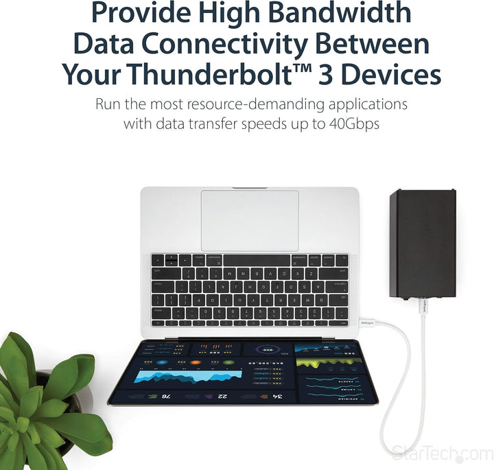 StarTech.com 50cm Passives Thunderbolt 3 Kabel, 40Gbps, 100W PD, 4K/5K Video, Thunderbolt Kabel, Kom