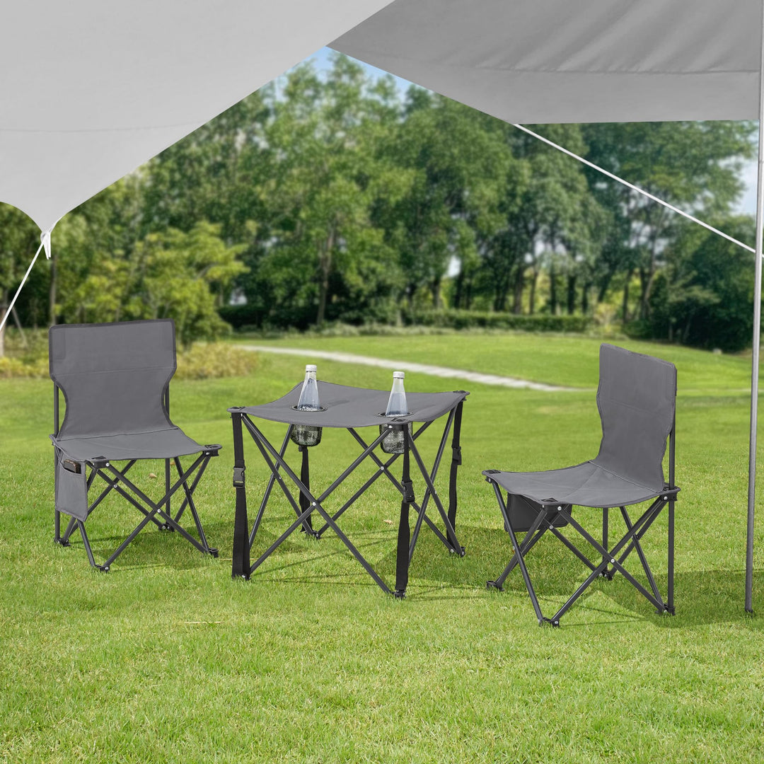 casa.pro Gartenmöbelset Banzi 3-TLG. Campingset 2 Stühle und Tisch faltbares Picknickset aus Textilg