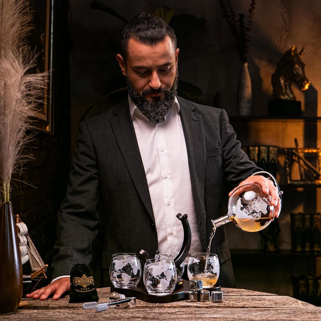 Whisiskey - Whisky Karaffe - Globus - Dekanter - Whiskey Set - 900ML - Geschenke für Männer - Männer