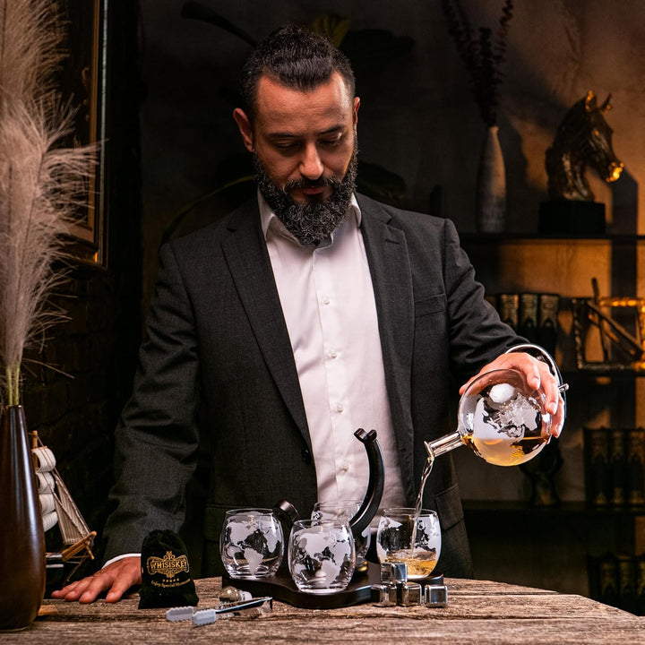 Whisiskey - Whisky Karaffe - Globus - Dekanter - Whiskey Set - 900ML - Geschenke für Männer - Männer
