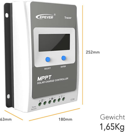 EPEVER Tracer 4210AN MPPT Laderegler charge controller 40A auto work 12V/24V LCD Display commen nega