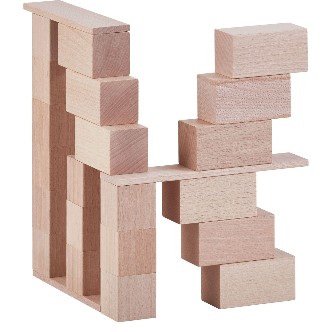 HABA Baustein-System Clever-Up! 2.0, Natur-Bausteine für Kinder ab 1 Jahr, 66 Teile, 306248