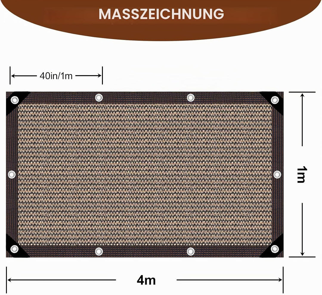 Schattierungsnetz,Schattiernetz mit ösen,80% UV-Beständiges Schattennetz für gewächshaus, Wiederverw