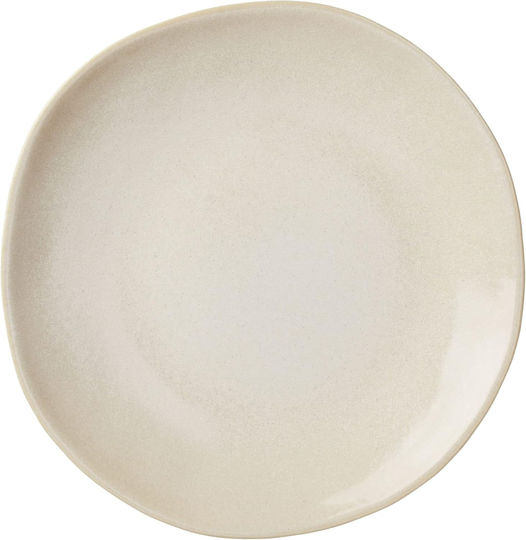 URBANARA Teller-Set Capela – 3x20.5 cm, Eierschale, 100% Stein, Steingut – 4er-Set, Geschirrset Camp