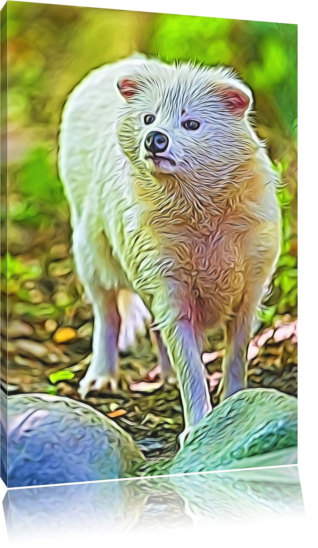 niedlicher Polarfuchs Deluxe Format: 100x70 cm auf Leinwand, XXL riesige Bilder fertig gerahmt mit K