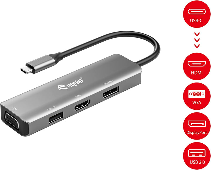 Equip 133485 USB-C auf HDMI/DisplayPort/VGA/USB-Adapter