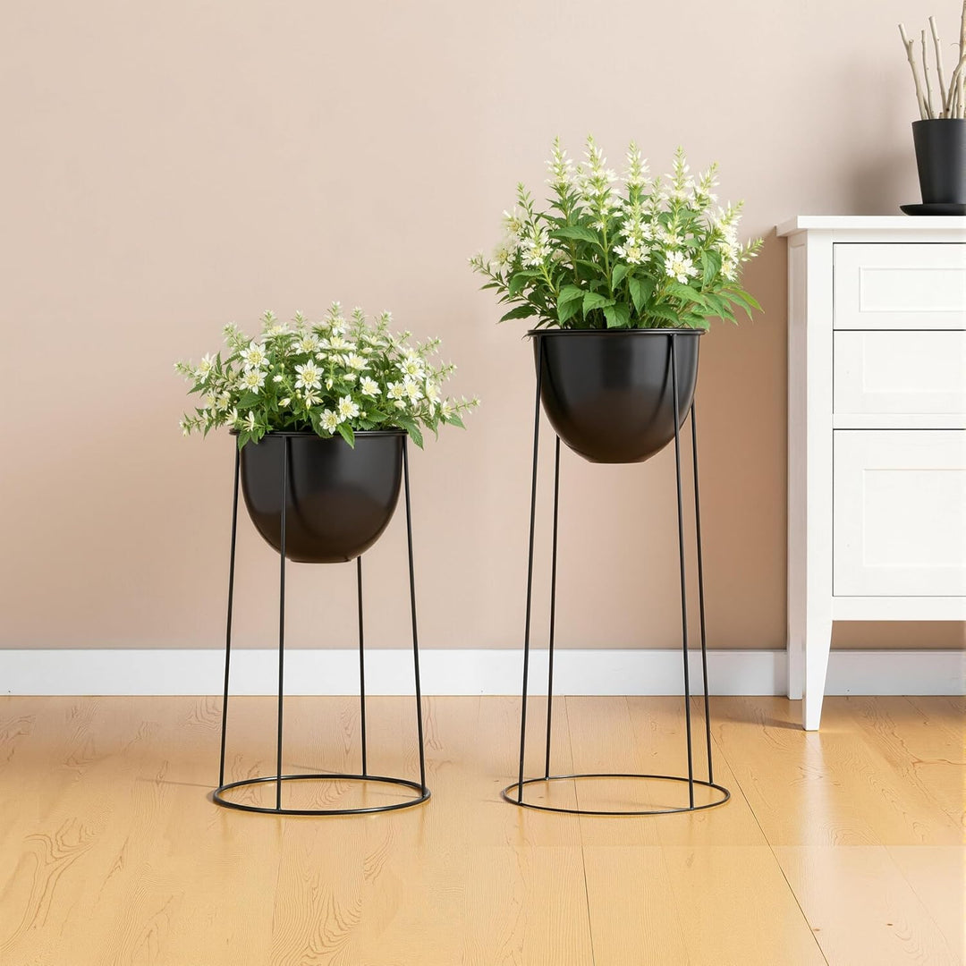 Ribelli Metall Blumentopf Ständer 2er Set φ25/28,5 cm, Blumenhocker mit Übertopf, Blumentreppe Pflan