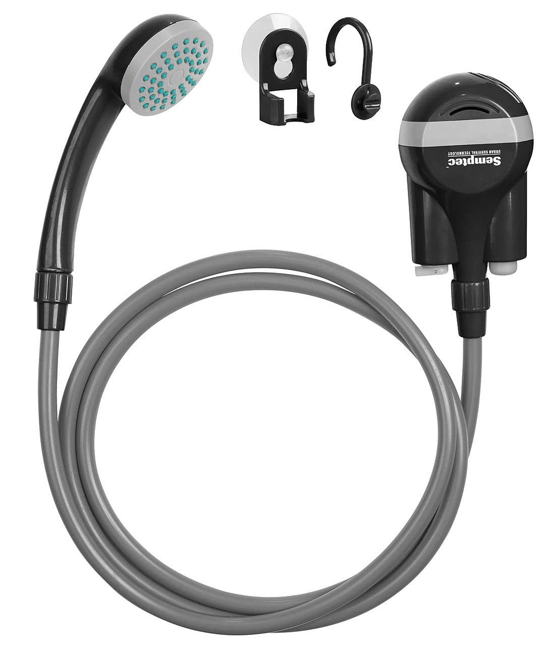 Semptec Urban Survival Technology Campingdusche: Akku-Camping-Dusche mit Tauchpumpe, Saugnapf, Haken