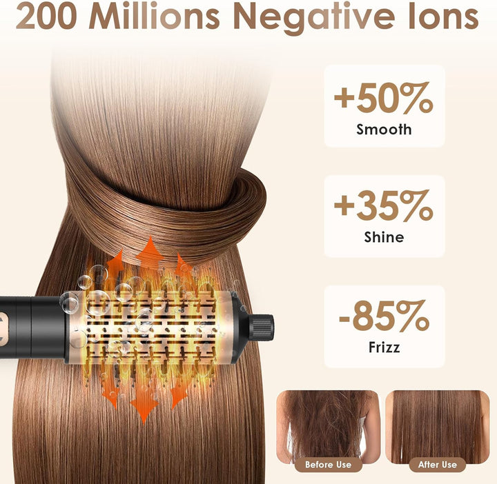 Warmluftbürste Rotierend Set, 3 in 1 Air Styler mit Föhnbürste, Warmluftbürste, Haartrockner Thermal
