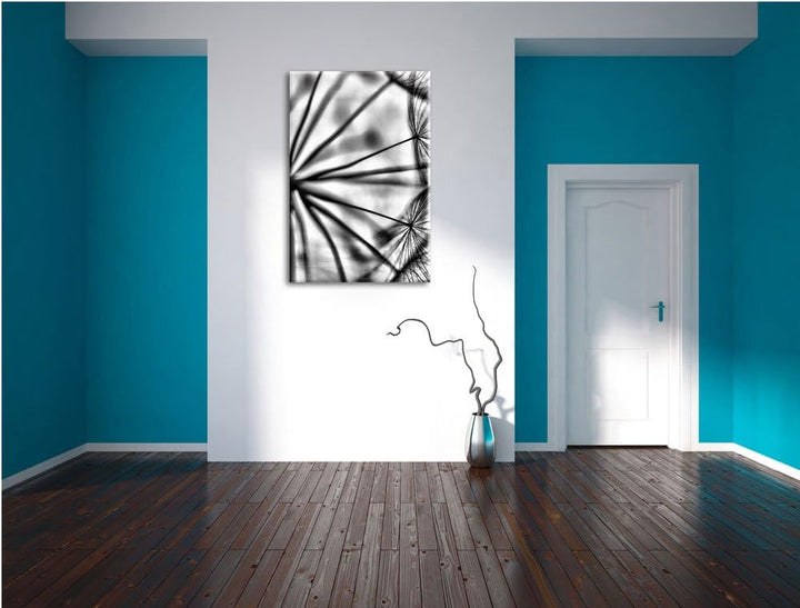 Pixxprint Weisse Pusteblumen / 100x70cm Leinwandbild bespannt auf Holzrahmen/Wandbild Kunstdruck Dek