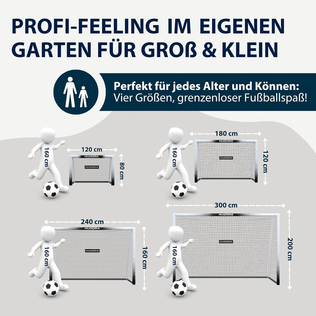 HUDORA Fussballtor Pro Tect Advanced – Outdoor Fussballtor mit Netz und wetterfester Ummantelung für