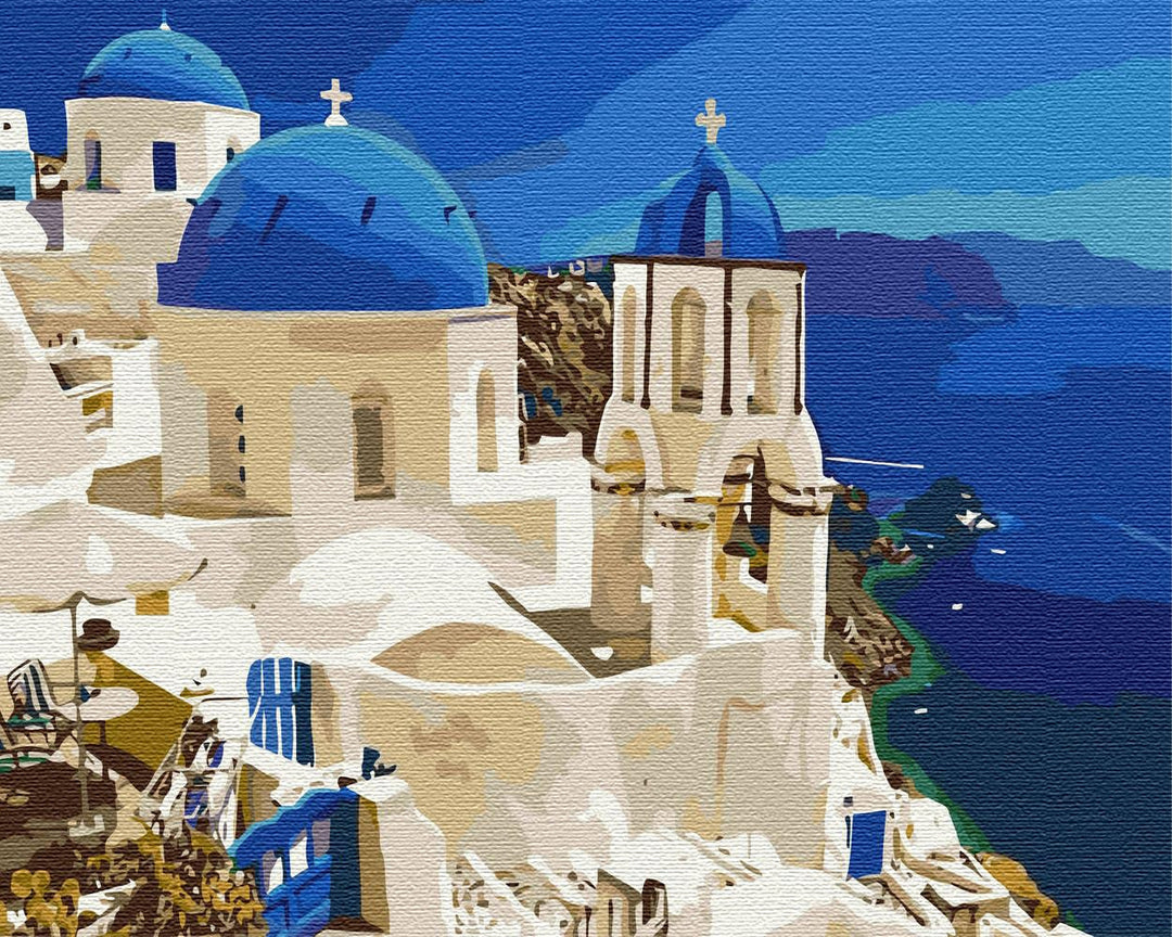 Artnapi Malen nach Zahlen Erwachsene mit Rahmen | DIY Handgemalt | Blick auf Santorin | Kit für Anfä