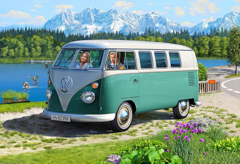 Revell 07675 Volkswagen VW T1 Bus Bulli, Automodellbausatz 1:24, 18 cm originalgetreuer Modellbausat