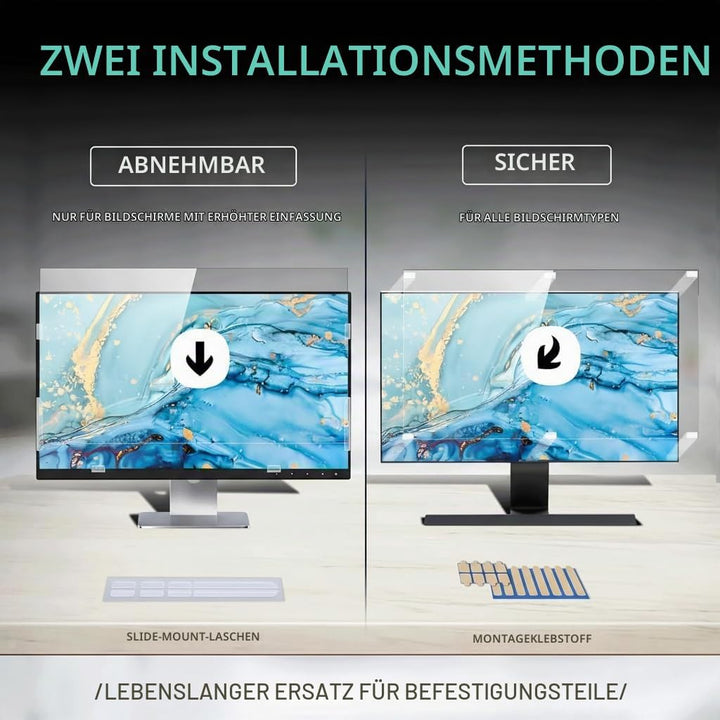 27 Zoll 16:9 Blickschutzfilter Monitor, Anti-Blaulicht &amp; Blendfrei, Abnehmbarer Sichtschutz Bildschi