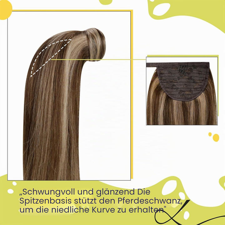 RUNATURE Echthaar Zopf Echte Haare Ponytail Extensions Echthaar Haar Pferdeschwanz Extensions Echtha