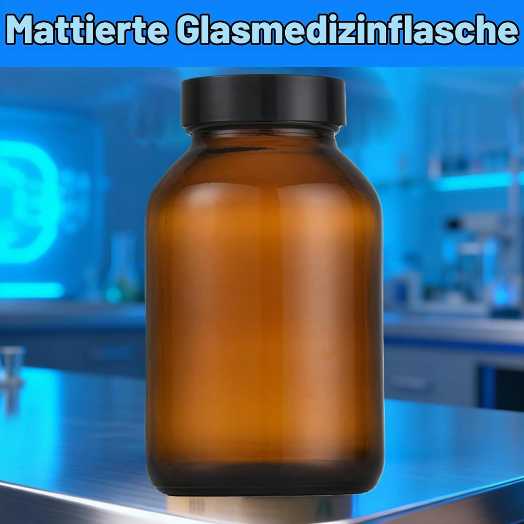 4 Stück Braunglas mit Deckel 500ml, Braunglüser mit Schraubverschluss, UV-Schutz und Wiederverwendba