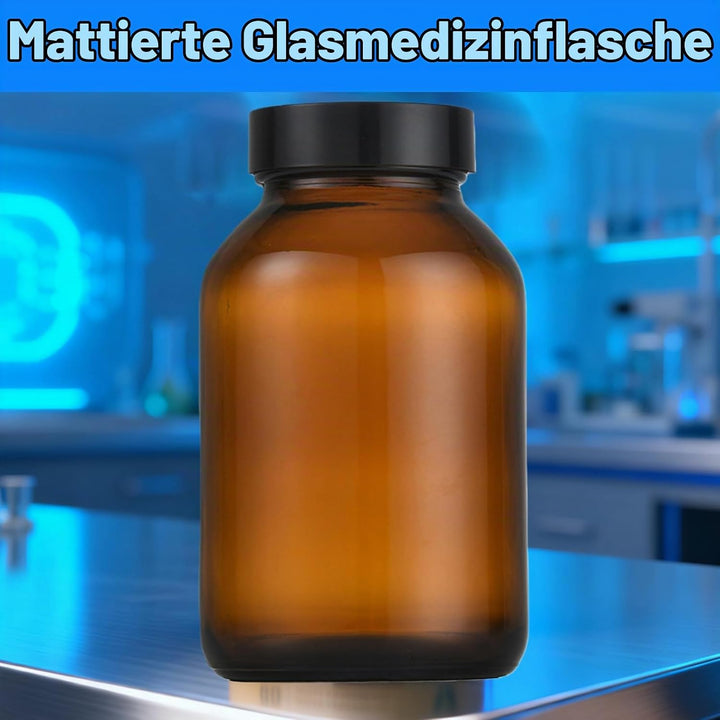 4 Stück Braunglas mit Deckel 500ml, Braunglüser mit Schraubverschluss, UV-Schutz und Wiederverwendba