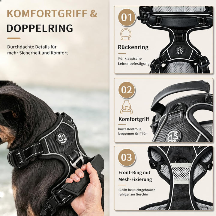 Hundegeschirr Grosse Hunde - Verstellbares Geschirr Hund mit Magnetverschlüssen | Anti-Zug Funktion,