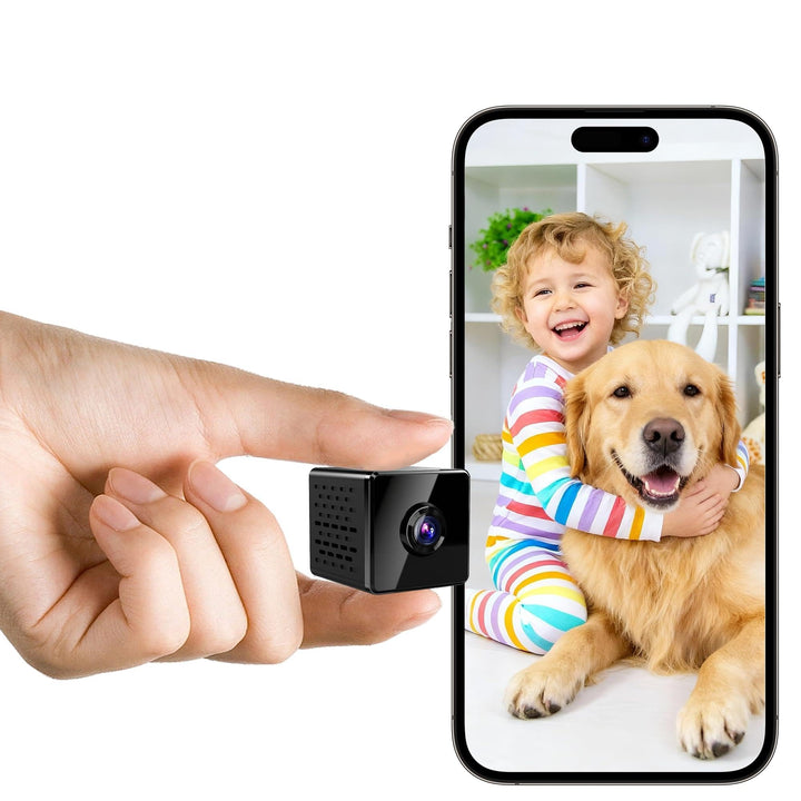 javiscam Mini Kamera inklusive Eurostecker,4K WiFi Überwachungskamera Innen Akku mit Nachtsicht, Kam
