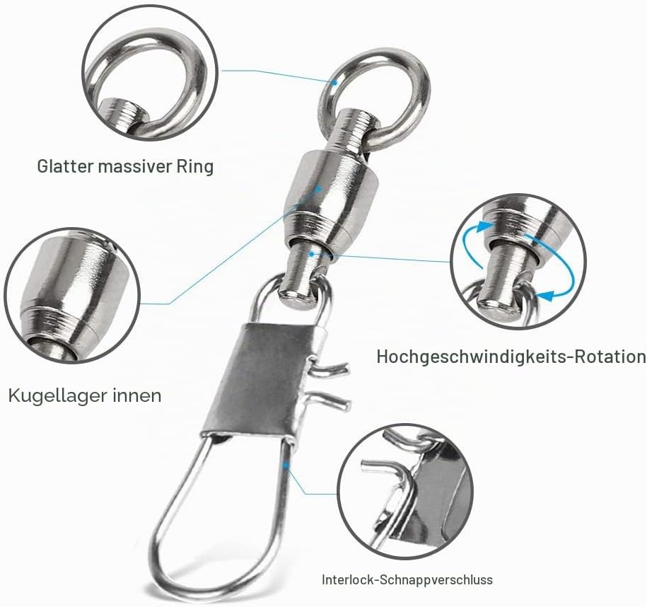 Angelwirbel mit Verriegelung Schnappen Kugellager Wirbel Angeln Schnappen Wirbel Angeln Salzwasser S
