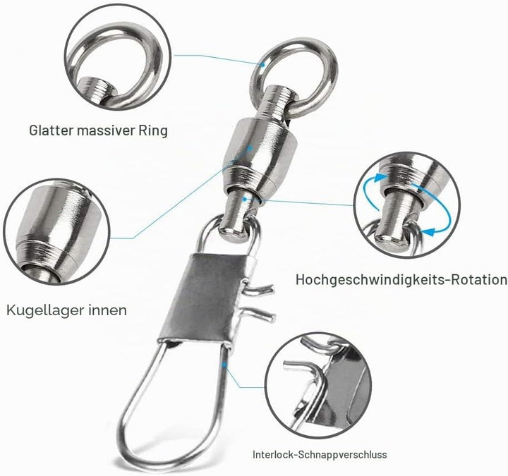 Angelwirbel mit Verriegelung Schnappen Kugellager Wirbel Angeln Schnappen Wirbel Angeln Salzwasser S