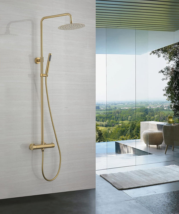 Duschsystem Komplettset aus Edelstahl | Duschsystem mit Thermostat & Regendusche | Duscharmatur mit
