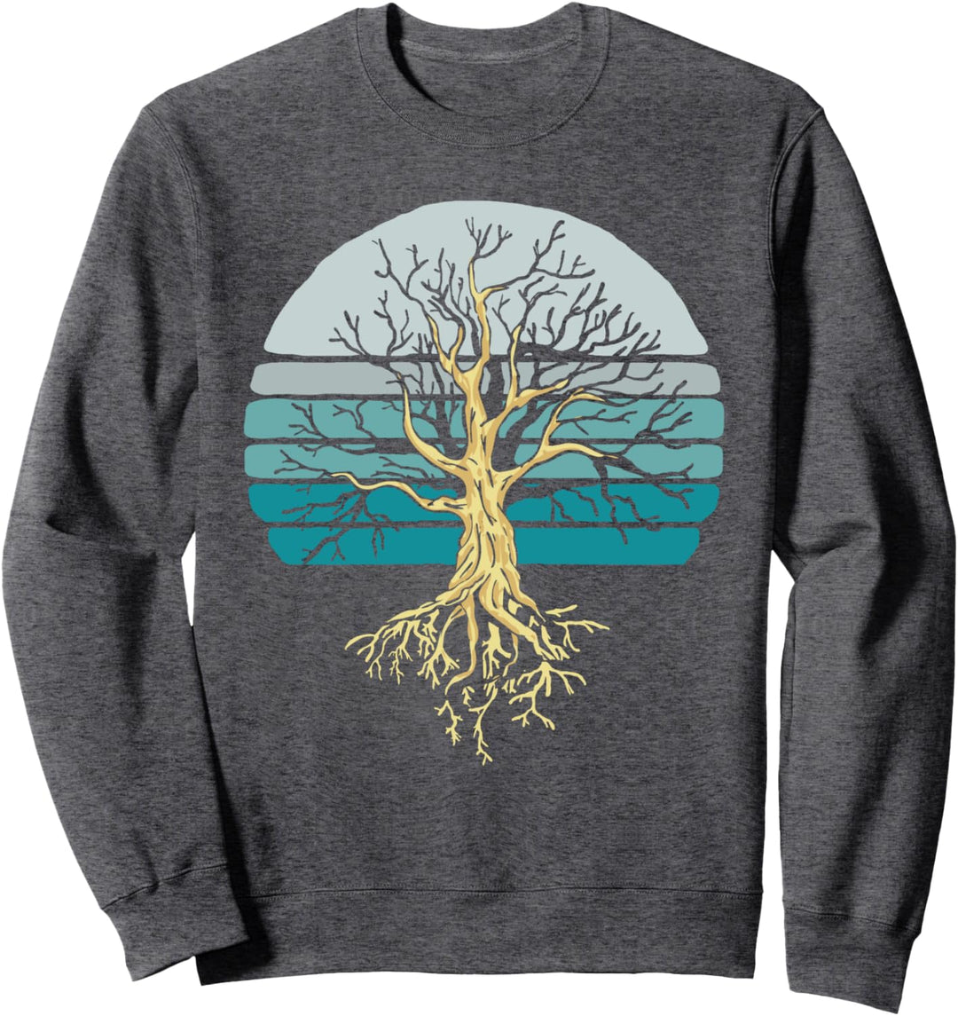 Tree & Roots with Dark 80s Sunset and Sun Sweatshirt