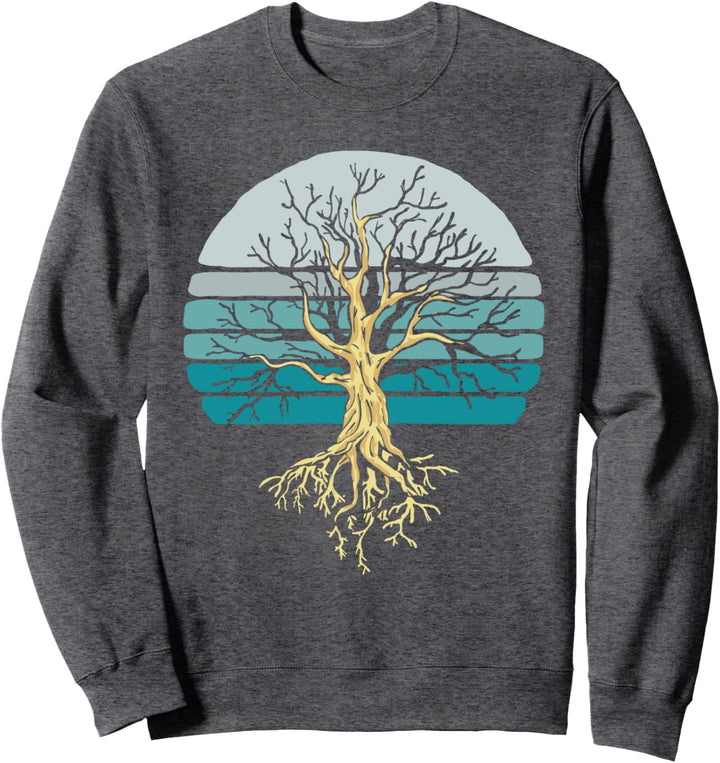 Tree & Roots with Dark 80s Sunset and Sun Sweatshirt